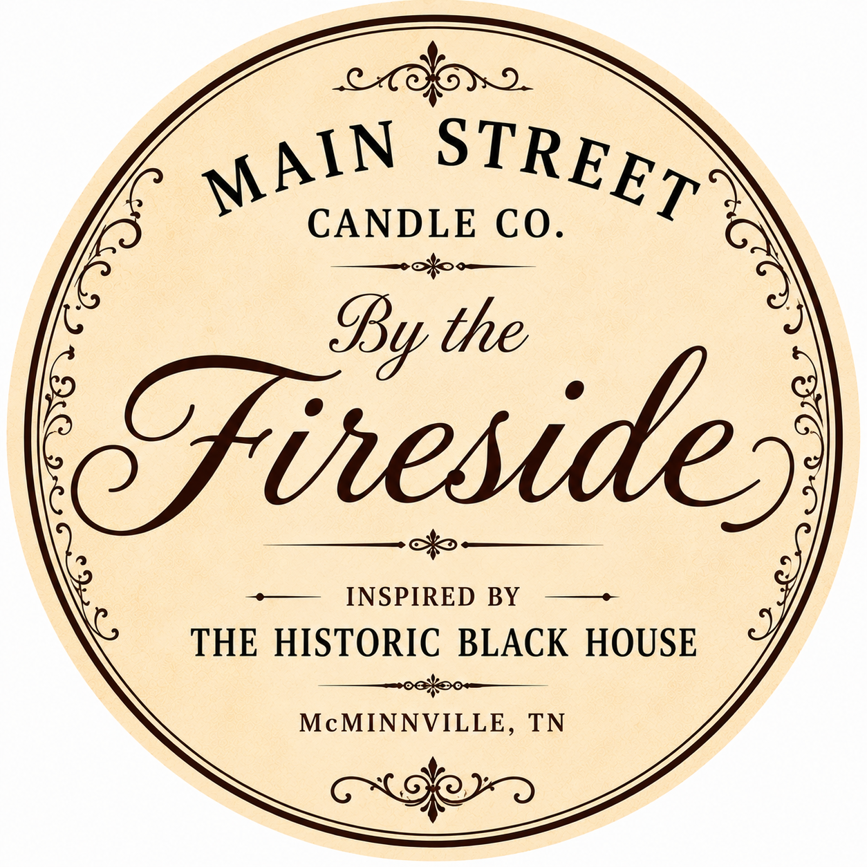 By the Fireside candle label