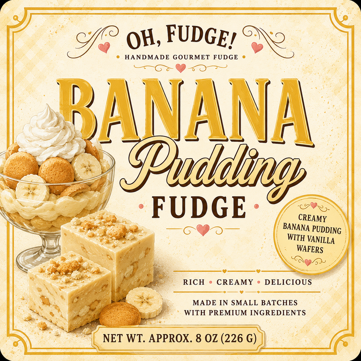 Banana Pudding fudge label