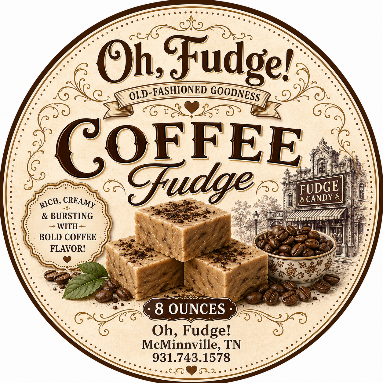 Coffee Fudge fudge label