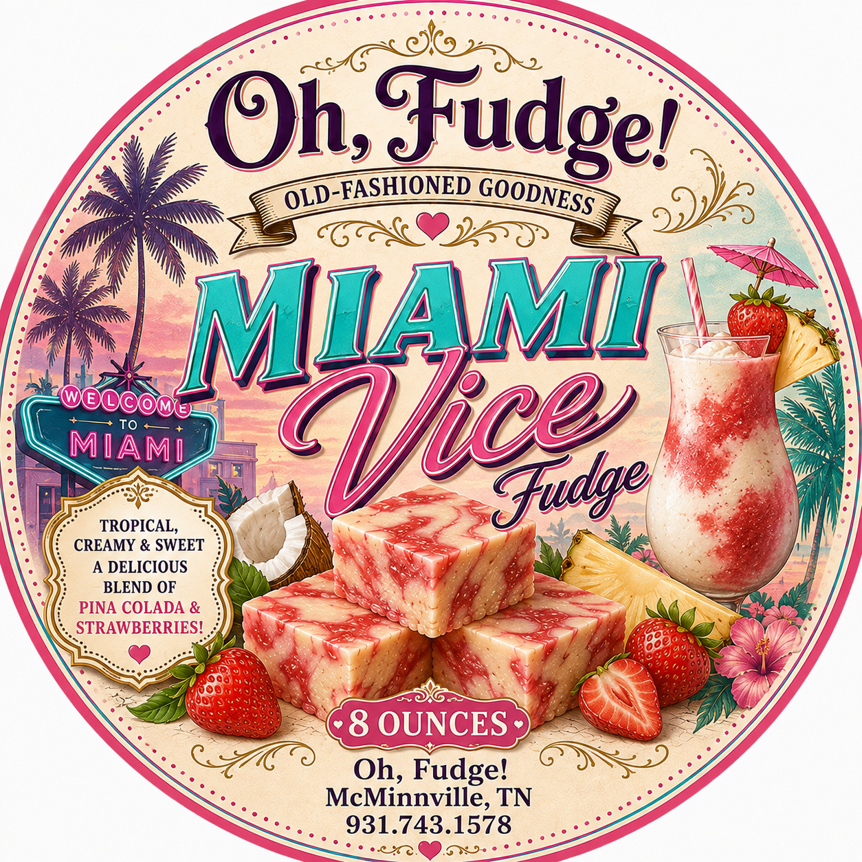 Miami Vice fudge label