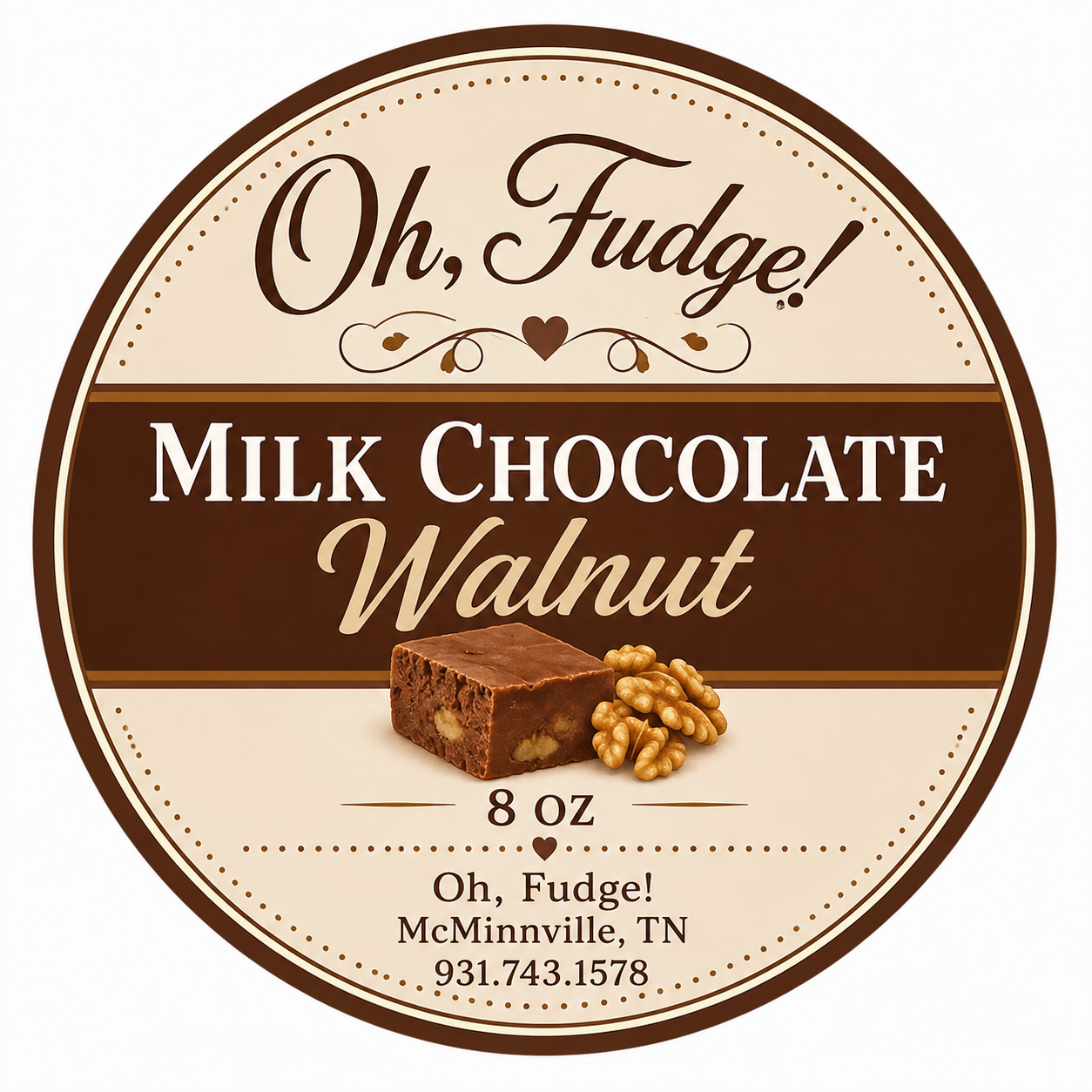 Milk Chocolate fudge label